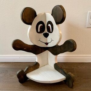 Vintage Wooden Panda Shelf 17 Inch